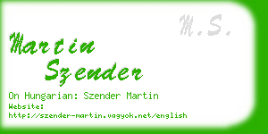 martin szender business card